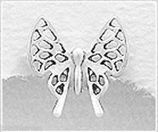 Solid Sterling Silver 10mm Butterfly Stud Earrings Cute Filigree