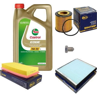 SCT Inspektionspaket 5L Castrol EDGE Titanium FST 5W-30 LL für VW Seat Polo 1.2