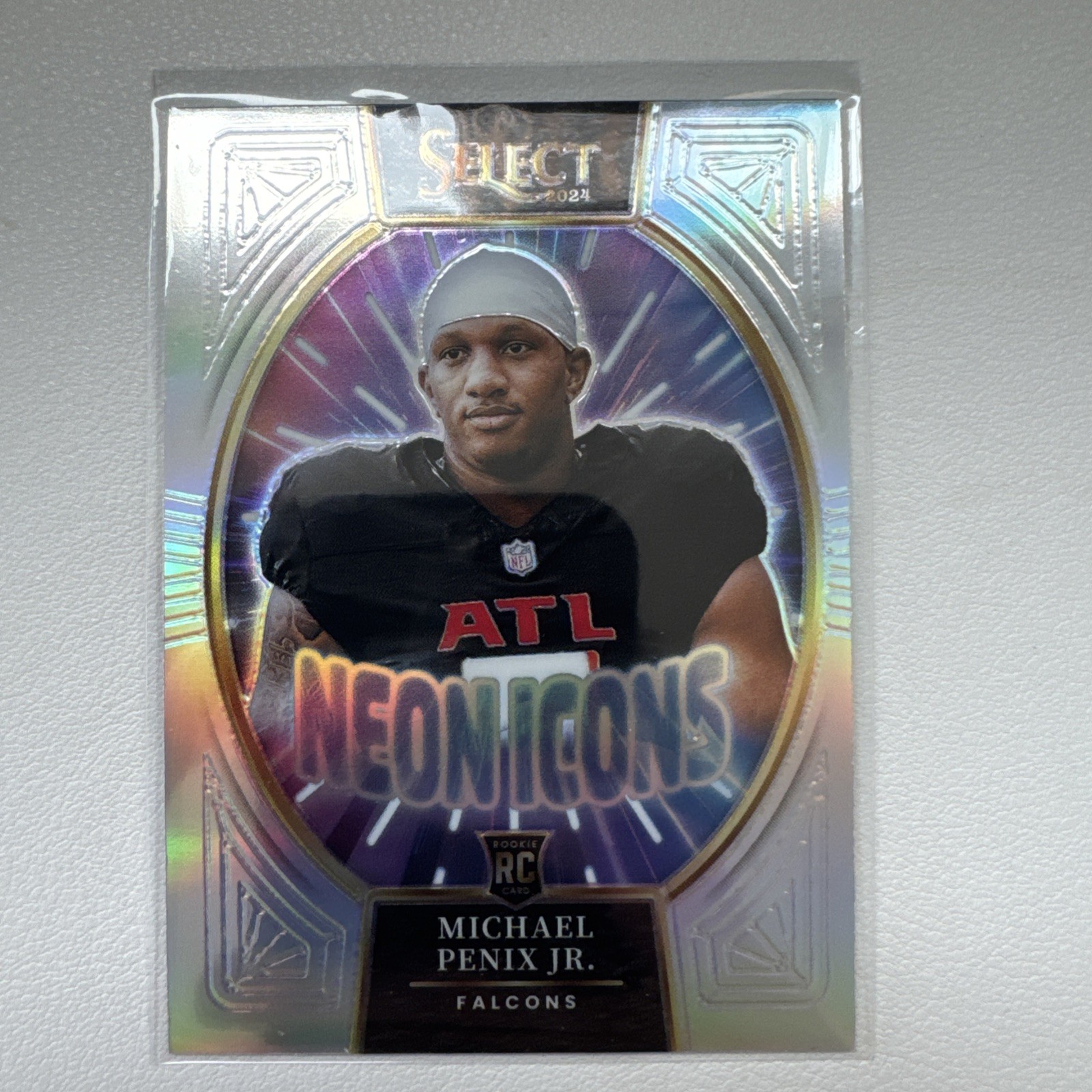 MICHAEL PENIX JR. 2024 SELECT NEON ICONS ROOKIE SILVER PRIZM RC Q5384