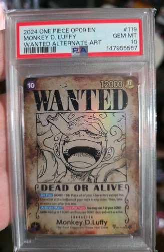 PSA 10 Monkey D. Luffy OP09 #119 Luffy Gear 5 Wanted Poster ONE PIECE EN - Bild 2 von 4