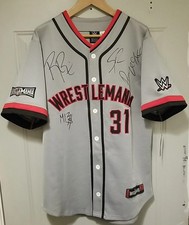 WRESTLEMANIA 31 JERSEY SIGNED SETH ROLLINS / ROMAN REIGNS / PAIGE (SARAYA) / MIZ