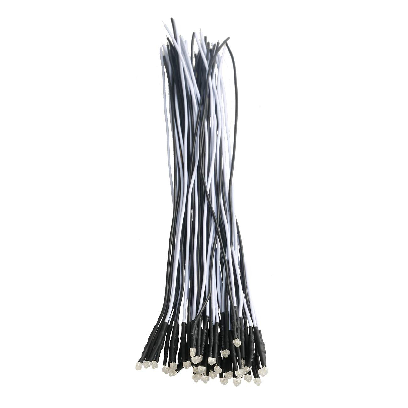50Pcs 12 Volt 1.8Mm White LED Lights Emitting Diodes Pre Wired 7.9 Inch DC 12V L