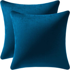 Throw Pillow Covers 18x18 Midnight Blue: Pack of 2 Cozy Soft Velvet Square Moder