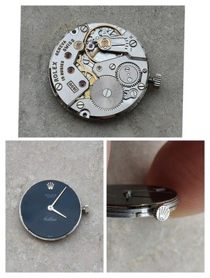 70er Jahre ROLEX CAL. 1600 ORIGINAL UHRWERK UHREN CELLINI ZIFFERBLATT 20mm FUNKTIONIERT 