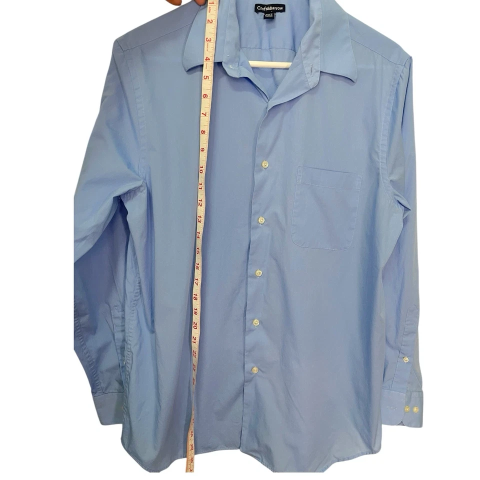 Croft & Barrow Mens 15.5-16 32/33 Dress Shirt Blue Cotton Blend RN86823 Work - Image 2 of 4