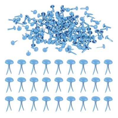 300 Pcs Paper Fasteners Mini Metal Fastener Sky Blue 0.3''x0.18''