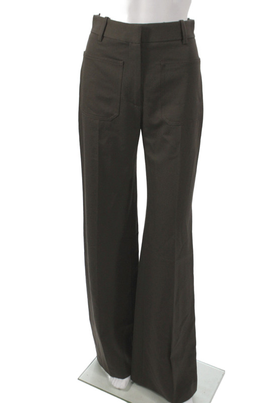 Nili Lotan Womens Dress Pants Brown Virgin Wool Hook & Eye Size 0