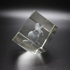 Crystal Cube Pegasus Globe Laser Etched Glass Paperweight Desk Decor