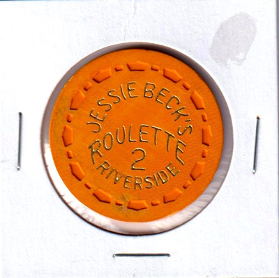 Jessie Beck's Riverside Casino - Orange Vintage Roulette Chip ''2''