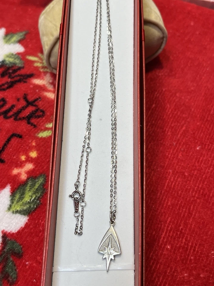 Collar colgante de diamantes estrella de Belén de diseño 925 vintage de plata de ley Foto 4 de 4