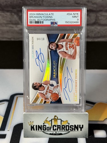 2024 Immaculate Jalen Brunson & Karl Anthony-Towns Dual Auto Gold /10 PSA 9 Mint - Picture 2 of 6