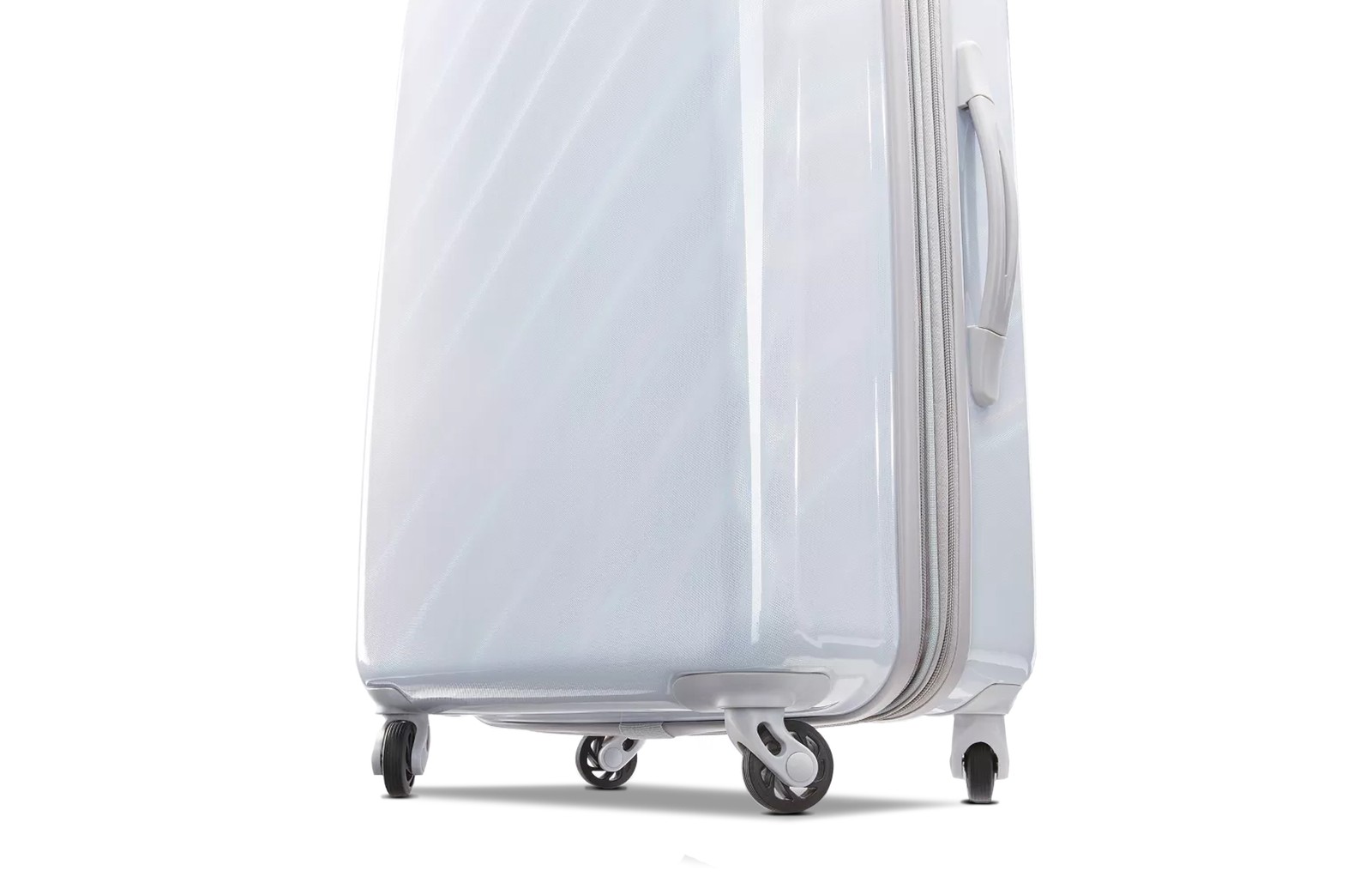 American Tourister Moonlight 24-Inch Checked Spinner Suitcase - Iridescent White
