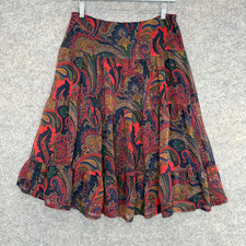 Lauren Ralph Lauren Paisley Tiered Peasant Skirt Womens 8 Lined Midi Boho Artist