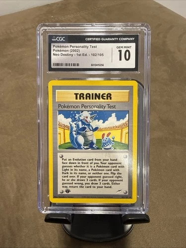 CGC 10 Gem Mint Pokemon Personality Test 102/105 1st Edition Neo Destiny 2002
