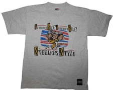 Vintage 1991 Pittsburgh Steelers ABC Jack Davis Caricature Nutmeg T-Shirt XL