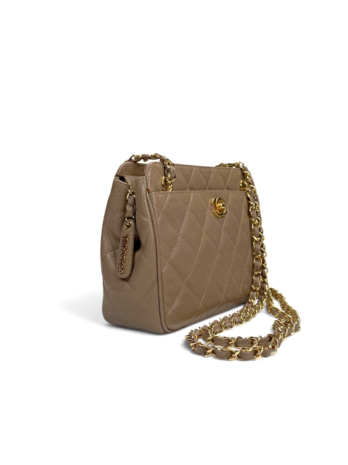 CHANEL Vintage Caramel Double Chain Camera Crossbody Bag Gold Hardware image 2