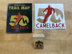 2013/14 Camelback Mountain PA 50th Anniversary Ski Trail Map, Sticker & Pin