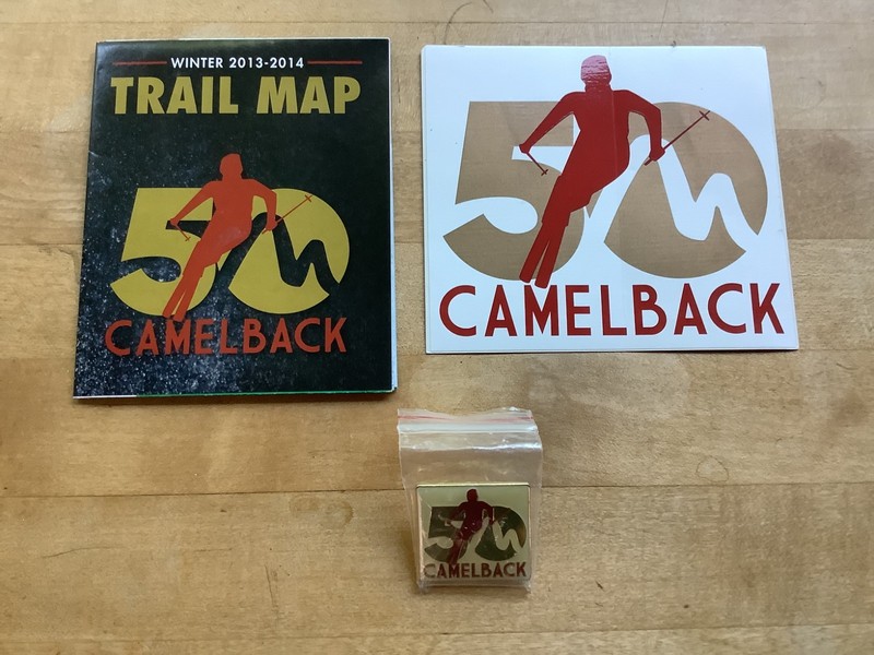 2013/14 Camelback Mountain PA 50th Anniversary Ski Trail Map, Sticker & Pin
