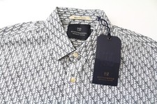 Scotch  Soda Ams Couture Men's Shirt S White Black Palm Print Cotton Casual