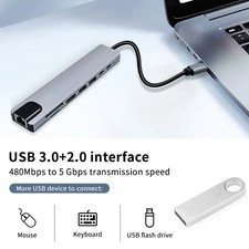 USB C Docking Station 4K HDMI-Compatible 100M RJ45 SD TF Card Reader Type C PD H