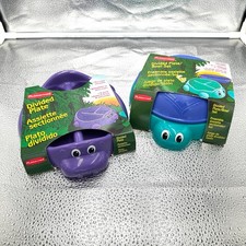 VTG NEW Rare Rubbermaid Turtle Divided Kids Plate/Bowl and Hippo - Baby Items