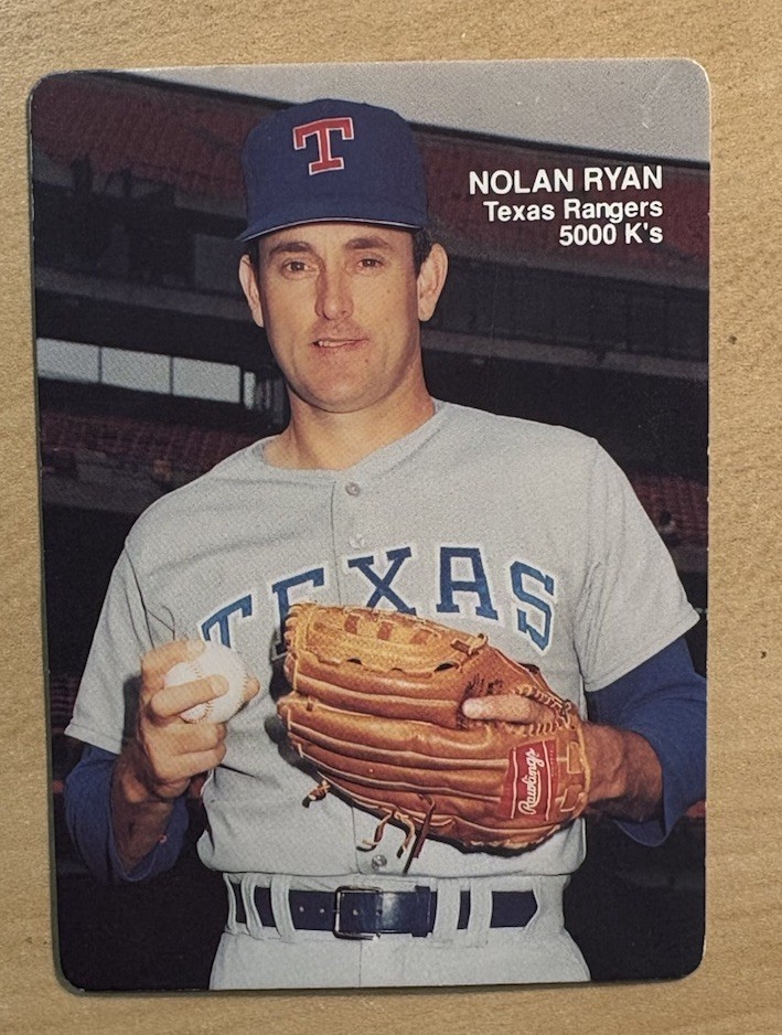 Nolan Ryan 1990 Mother’s Cookies Card #1, Texas Rangers, 5,000 K’s