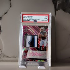 Parche autógrafos Panini Spectra 2022 - RKE Malik Willis 225 rosa neón Prizm/25