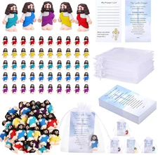 Bememo 150 Pcs 50 Set Little Jesus Figurines Bulk Jesus Love You Tiny Rubber Toy