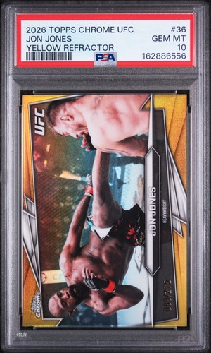 2026 Topps Chrome UFC Jon Jones True Yellow Refractor /275 PSA 10 GEM MINT POP 1
