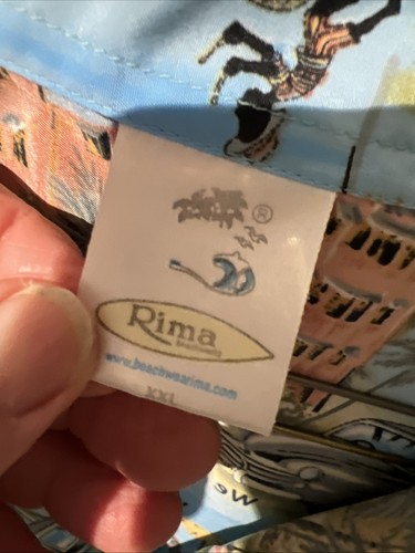 Chemise d'été Rima Caraïbes, bleu, XL style Terivoile Tommy Bahama voitures anciennes - Photo 13/15