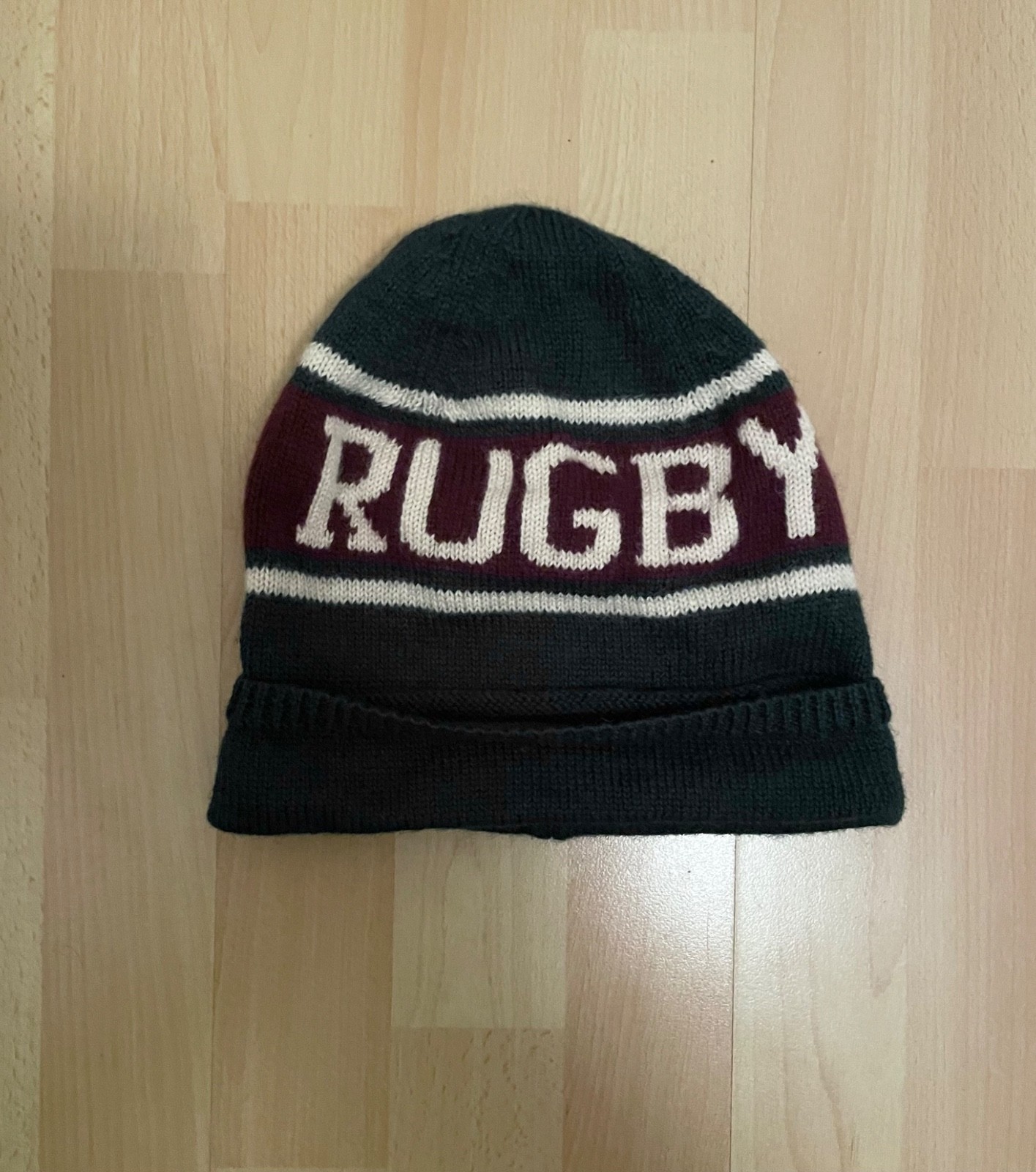 Vintage Ralph Lauren Polo Rugby Spellout Knit Beanie Hat Varsity Ivy League 2004