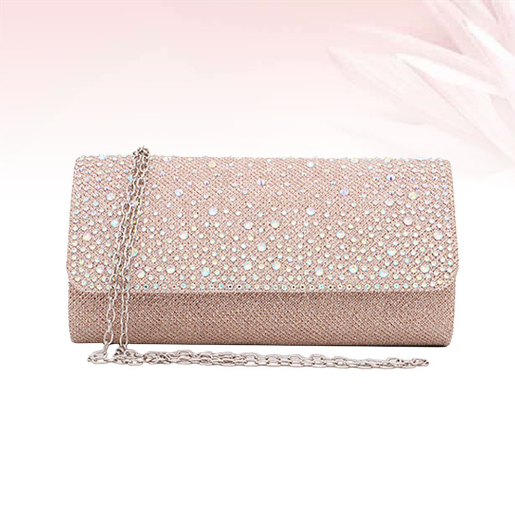 Charming Pink Evening Handbag Rhinestone Clutch Purse for Formal Outfits