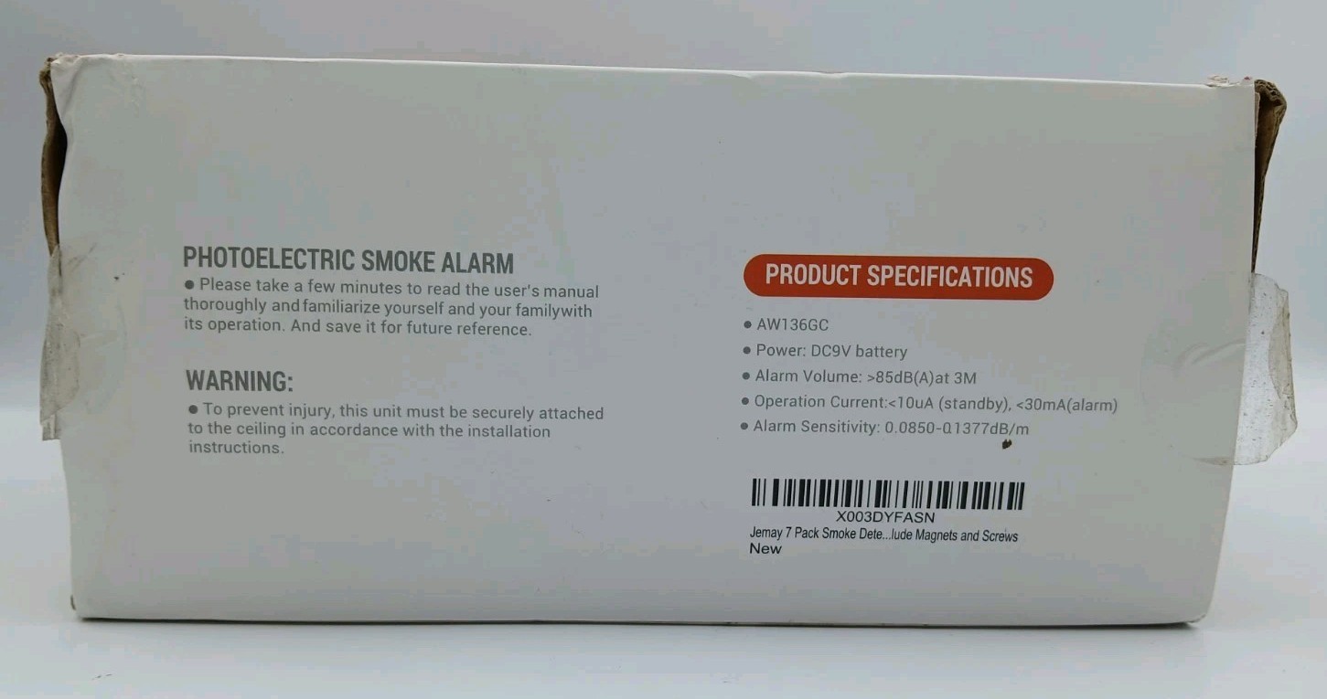 Jemay Set Of 7 Battery Powered Photoelectric Smoke Alarm