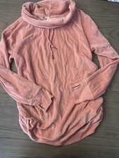 Isabel Maternity Ingrid  Isabel Large Pink Velour Cowl Neck Sweatshirt