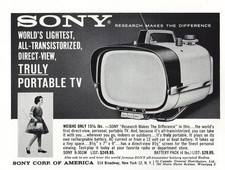 1961 Sony: Truly Portable TV Vintage Print Ad