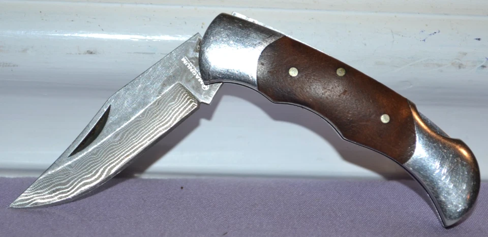 Cuchillo Plegable Boker Magnum Lady Block-back Damasco Hoja Plana Mango Madera-Excelente Foto 3 de 4