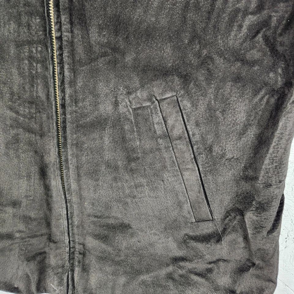 Chaleco Lauren Ralph Lauren Mujer Grande Cuero Negro Cachemira Lana Bolsillos Angora Foto 2 de 4