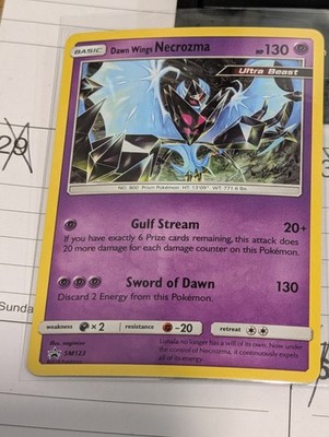 Pokemon Dawn Wings Necrozma Sun & Moon Promo #SM123 With Swirl   At Bottom