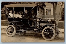 1910 Family Riding Car House Front Pasadena California CA RPPC Photo Postcard