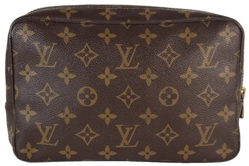 LOUIS VUITTON Vintage Brown Monogram Canvas TROUSSE TOILETTE Cosmetics Case Bag