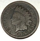 1886 Indian Head Cent Penny, Variety 2, Var 2, T2, Type 2, Good Details -2375