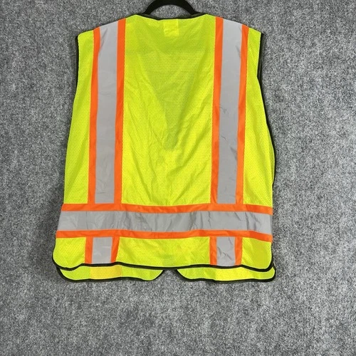 HDX ANSI Class 2 Safety Vest Hi Vis Reflective Mesh Zip Front One Size Yellow image 2