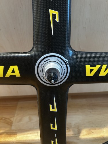 Rueda delantera cubierta de carbono Corima 4 radios HR 700c HED3 Trispoke Track Fixie NJS - Imagen 4 de 6