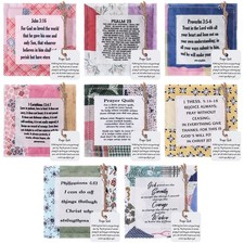 8 Pack Prayer Quilt with Cross Inside Squares Pocket Mini Scripture Prayer Qu