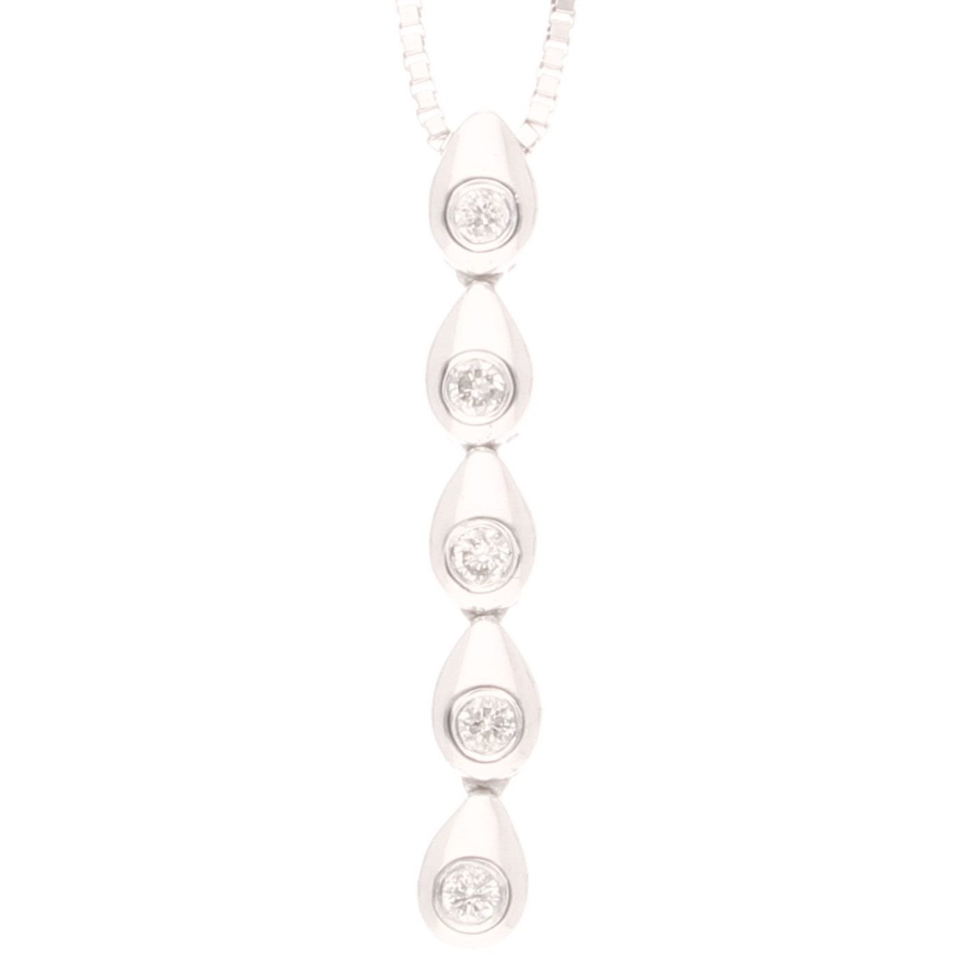 18Carat White Gold 0.20ct Diamond Drop Pendant (3x22mm) w/ 15.75"" Box Link Ch...