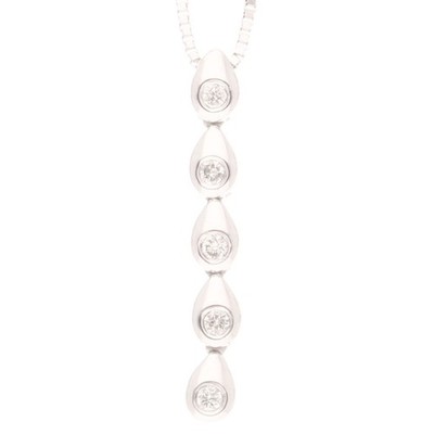 18 Karat Weißgold 0,20ct Diamant Tropfen Anhänger (3x22mm) mit 15,75'' Box Link Ch...