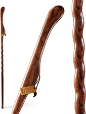 Handcrafted Wood Walking Stick, Twisted Oak, Hitchhiker Style Handle, for Men &