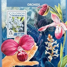 SOLOMON ISLANDS ORCHIDS STAMPS SOUVENIR SHEET MNH 2017 ORCHID FLOWERS WILDLIFE