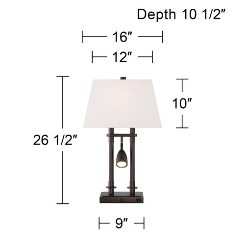 Possini Euro Bishop 26 1/2" Bronze Desk Lamp with USB and Outlet - Picture 4 of 10