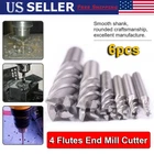 6pcs LSTOPGO HSS 4 Flute Spiral End Mills Cutter Drill CNC Milling Machine Bits